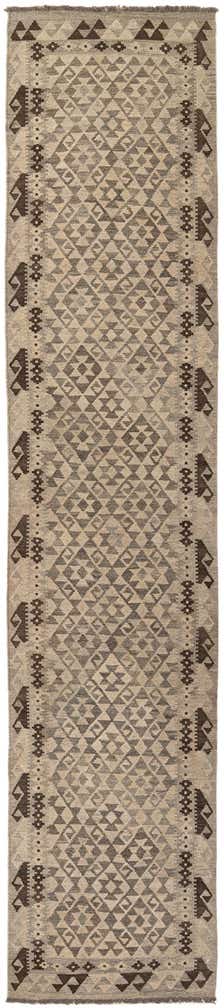 2' 9 x 12' 11 Hand Woven Kilim Maymana Wool Runner Rug