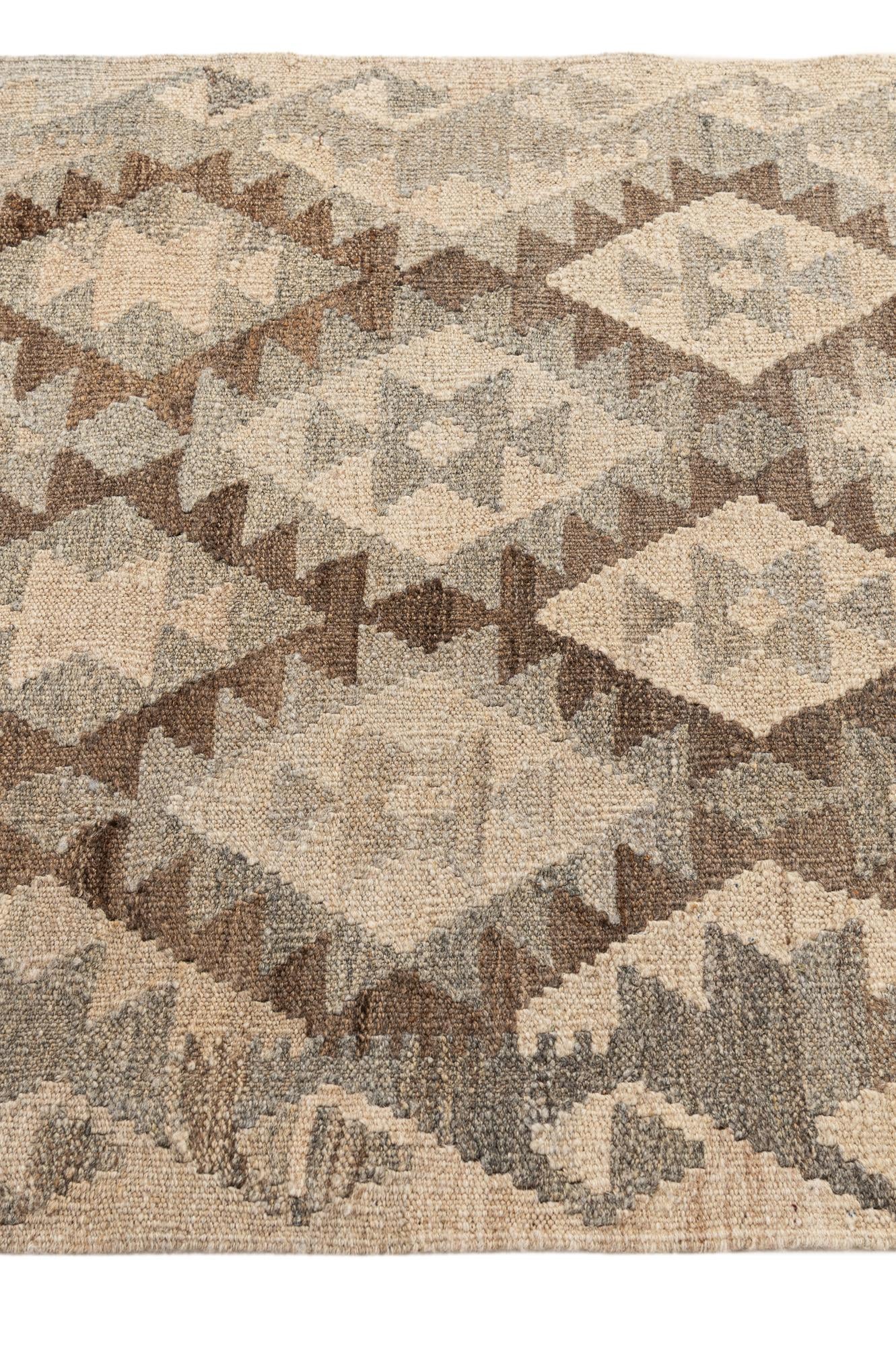 2' 10 x 9' 6 Hand Woven Kilim Maymana Wool Runner Rug