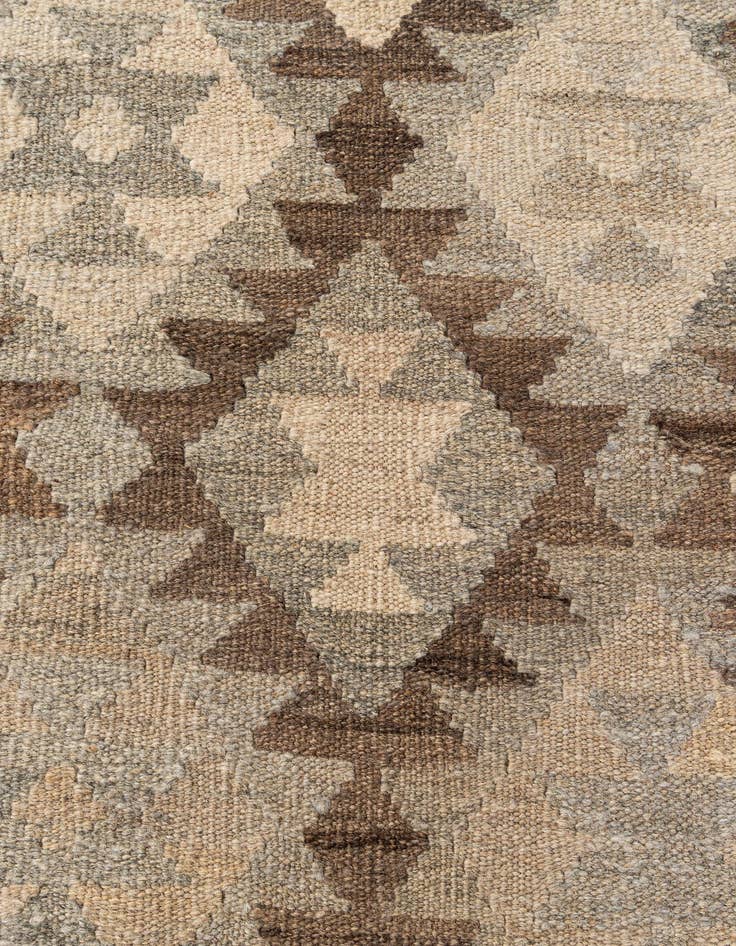 Detail image of 2' 10 x 9' 6  Hand Woven Kilim Maymana Wool Runner Rug