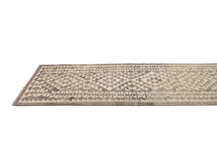 Detail image of 2' 9 x 9' 8 Hand Woven Kilim Maymana Wool Runner Rug