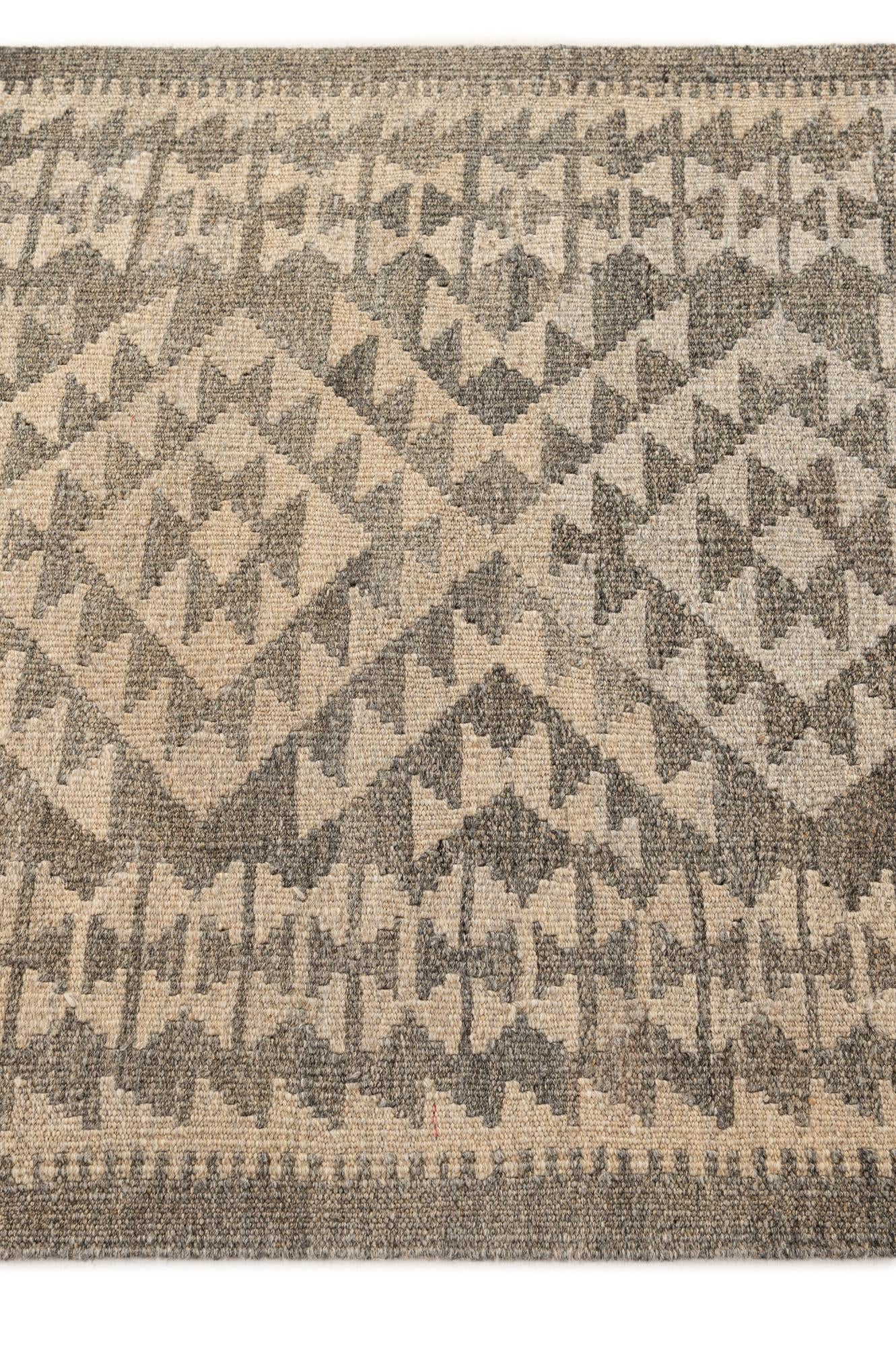 2' 9 x 9' 8 Hand Woven Kilim Maymana Wool Runner Rug