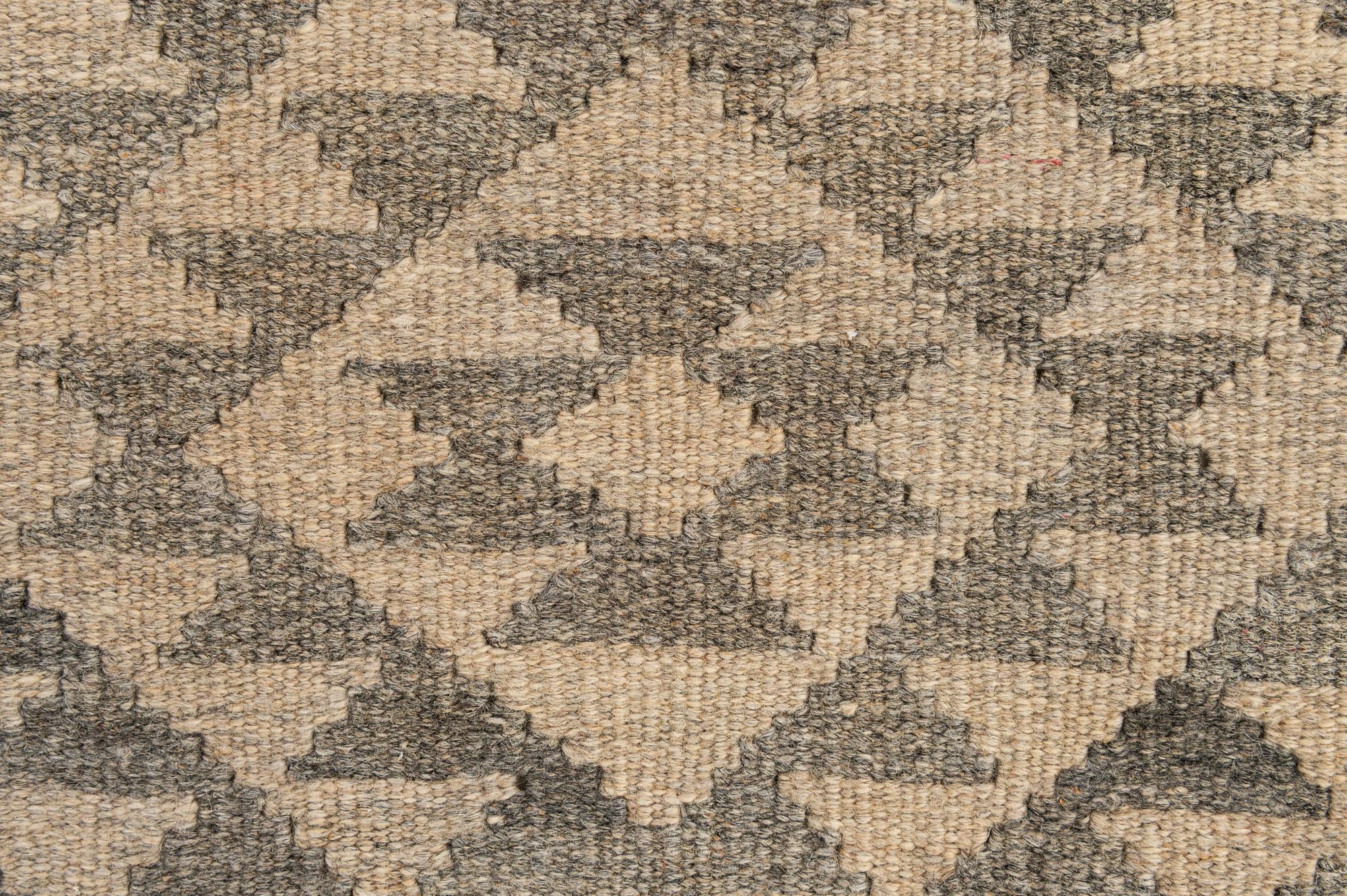 2' 9 x 9' 8 Hand Woven Kilim Maymana Wool Runner Rug