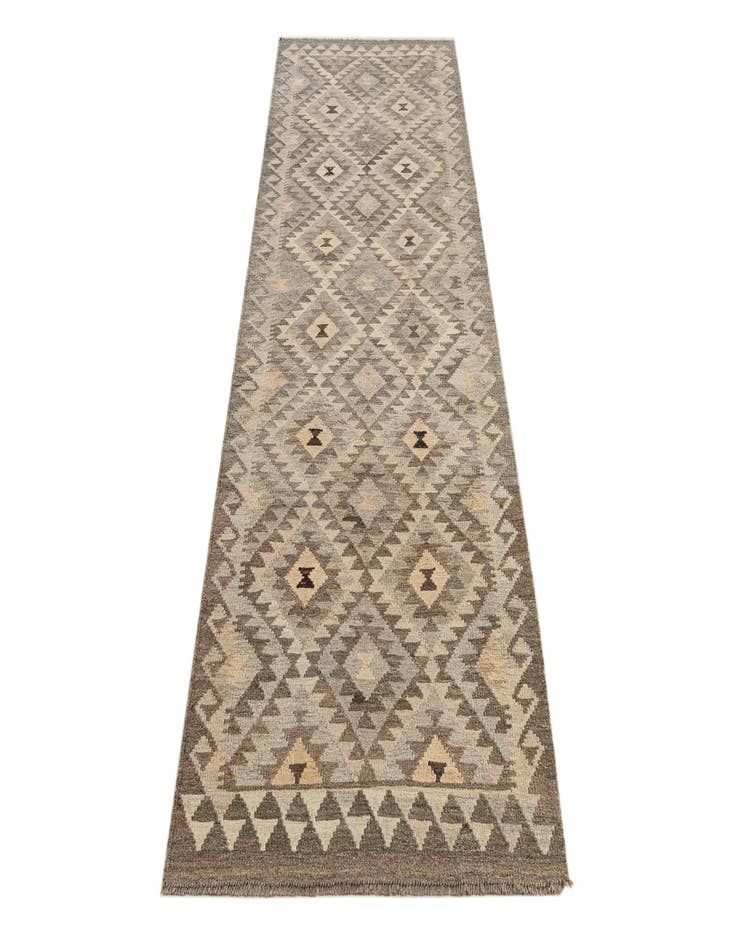 Detail image of 2' 9 x 9' 8 Hand Woven Kilim Maymana Wool Runner Rug