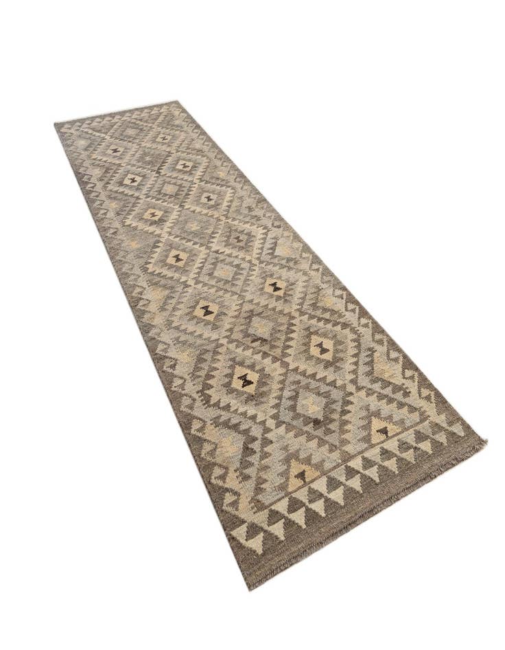 Detail image of 2' 9 x 9' 8 Hand Woven Kilim Maymana Wool Runner Rug