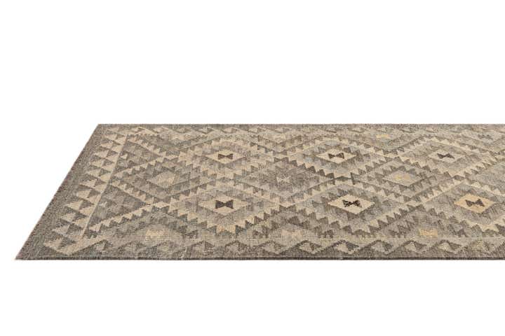 2' 9 x 9' 8 Hand Woven Kilim Maymana Wool Runner Rug
