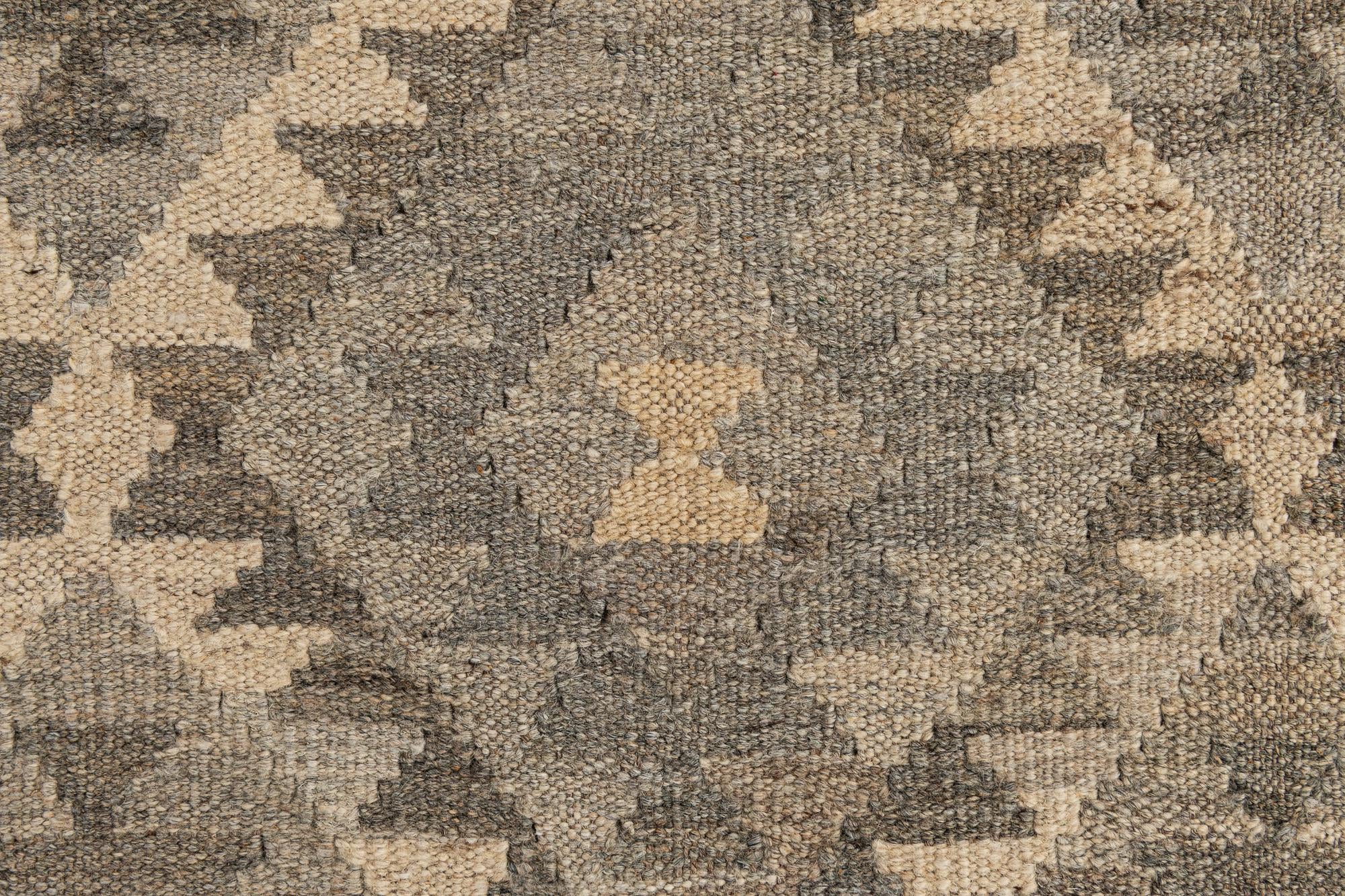 2' 9 x 9' 8 Hand Woven Kilim Maymana Wool Runner Rug