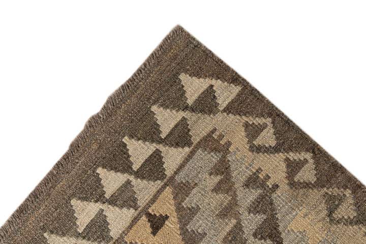 2' 9 x 9' 8 Hand Woven Kilim Maymana Wool Runner Rug