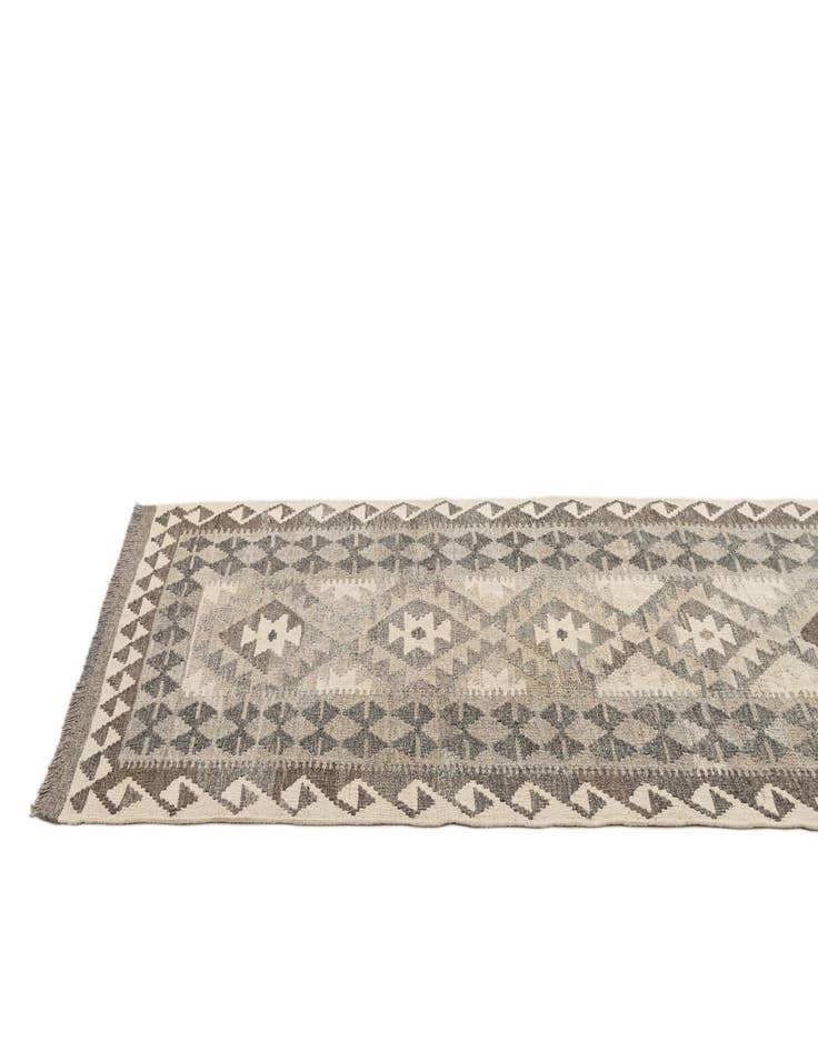 Detail image of 2' 7 x 9' 7  Hand Woven Kilim Maymana Wool Runner Rug