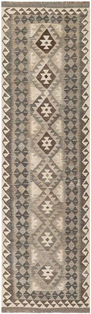 2' 7 x 9' 7 Hand Woven Kilim Maymana Wool Runner Rug