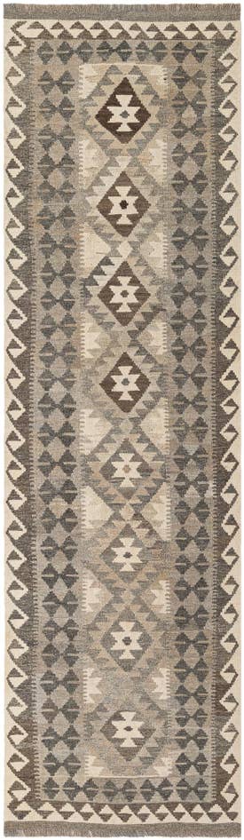 Detail image of 2' 7 x 9' 7 Hand Woven Kilim Maymana Wool Runner Rug