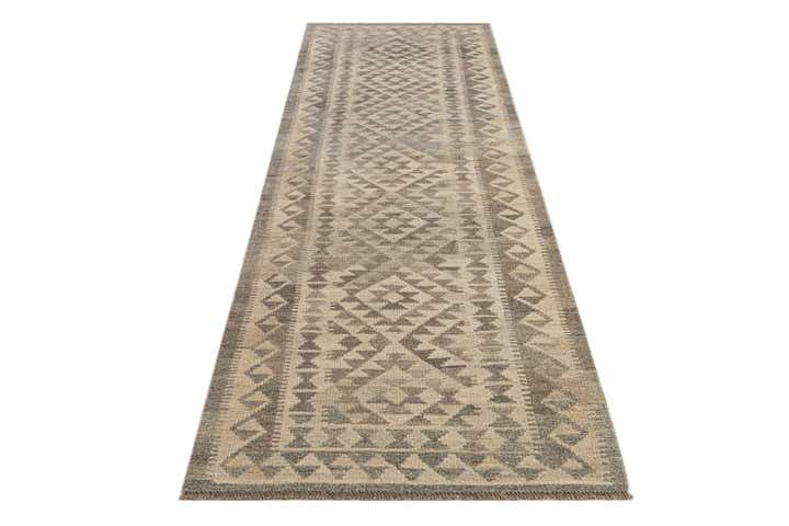2' 10 x 9' 10 Hand Woven Kilim Maymana Wool Runner Rug