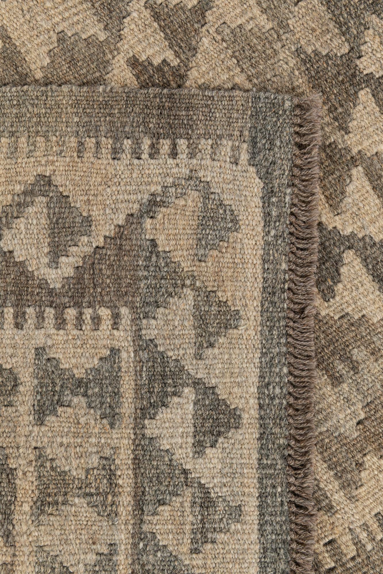 2' 10 x 9' 10 Hand Woven Kilim Maymana Wool Runner Rug