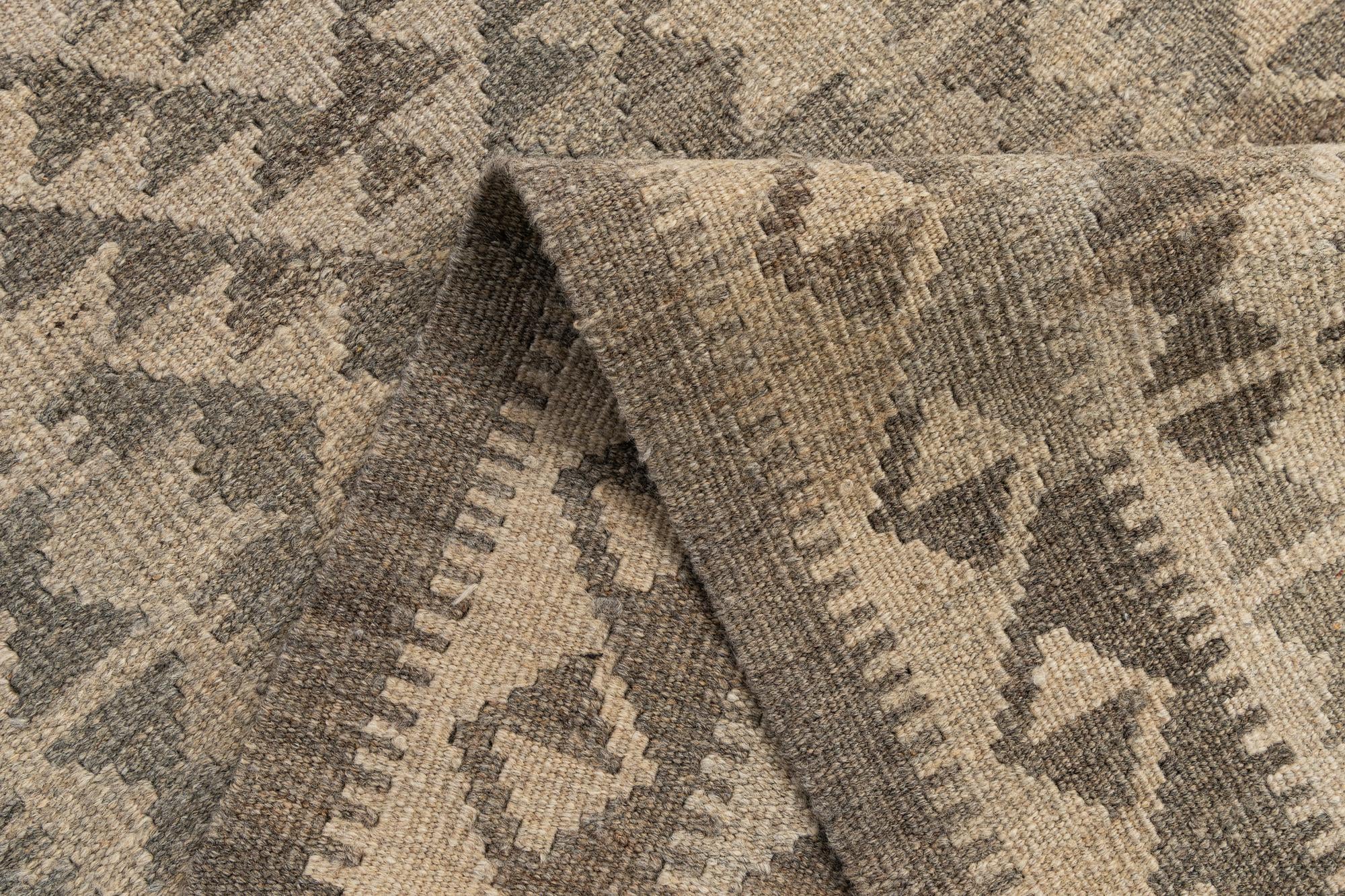 2' 10 x 9' 10 Hand Woven Kilim Maymana Wool Runner Rug