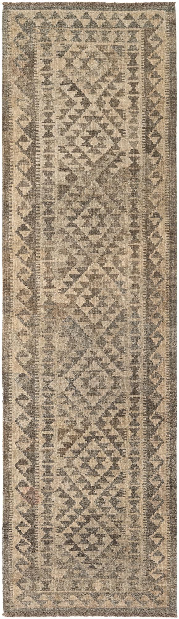 2' 10 x 9' 10 Hand Woven Kilim Maymana Wool Runner Rug