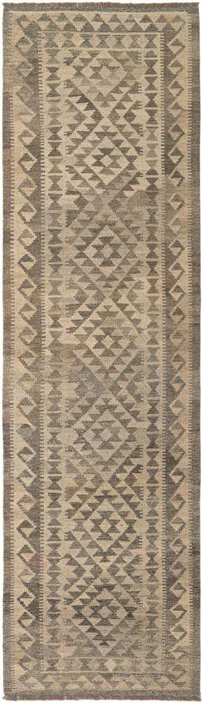 2' 10 x 9' 10 Hand Woven Kilim Maymana Wool Runner Rug