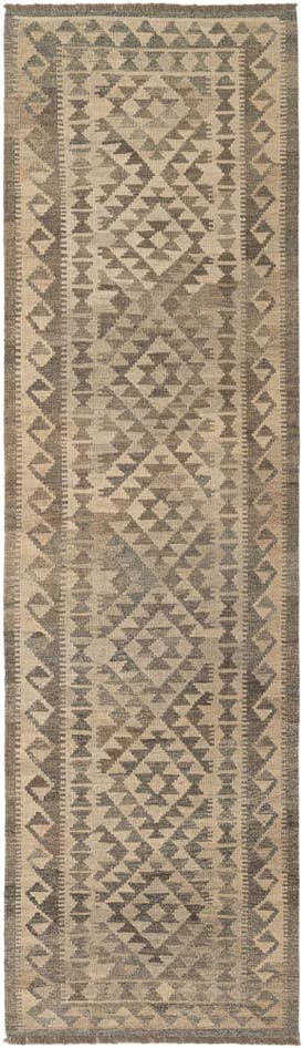 Detail image of 2' 10 x 9' 10 Hand Woven Kilim Maymana Wool Runner Rug