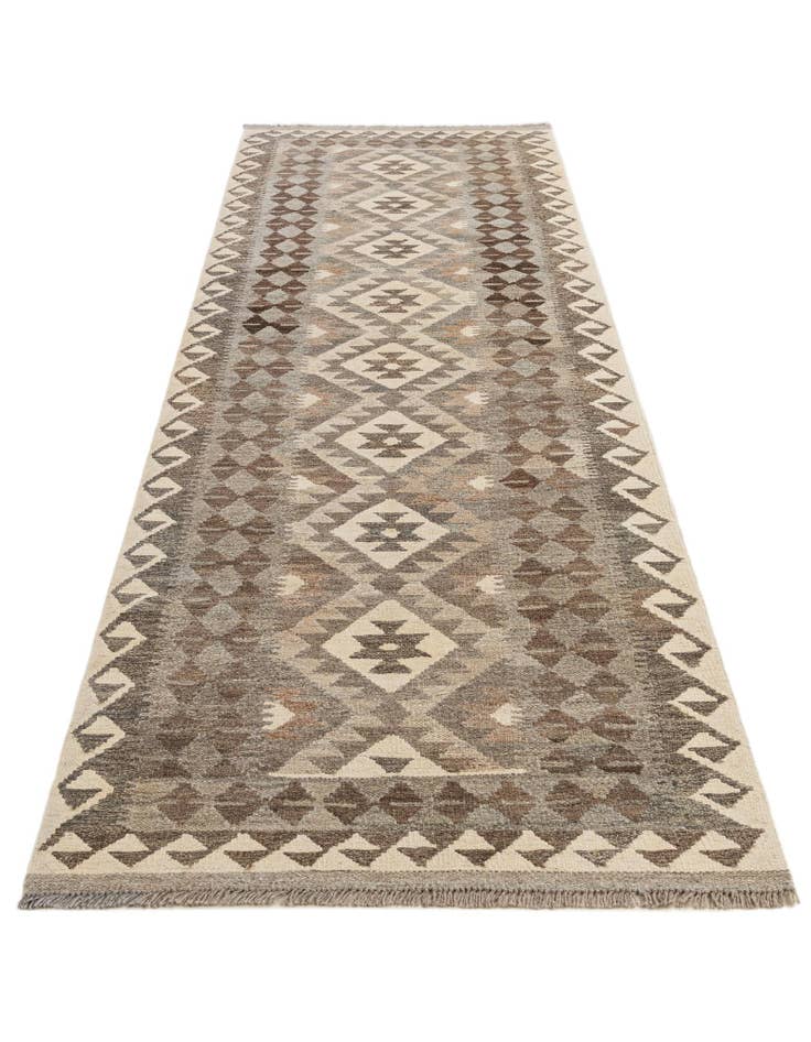Detail image of 2' 9 x 9' 8 Hand Woven Kilim Maymana Wool Runner Rug