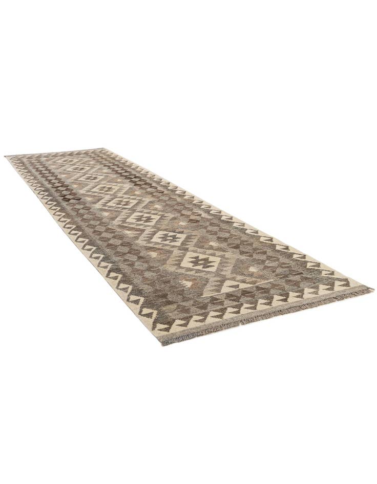 Detail image of 2' 9 x 9' 8 Hand Woven Kilim Maymana Wool Runner Rug
