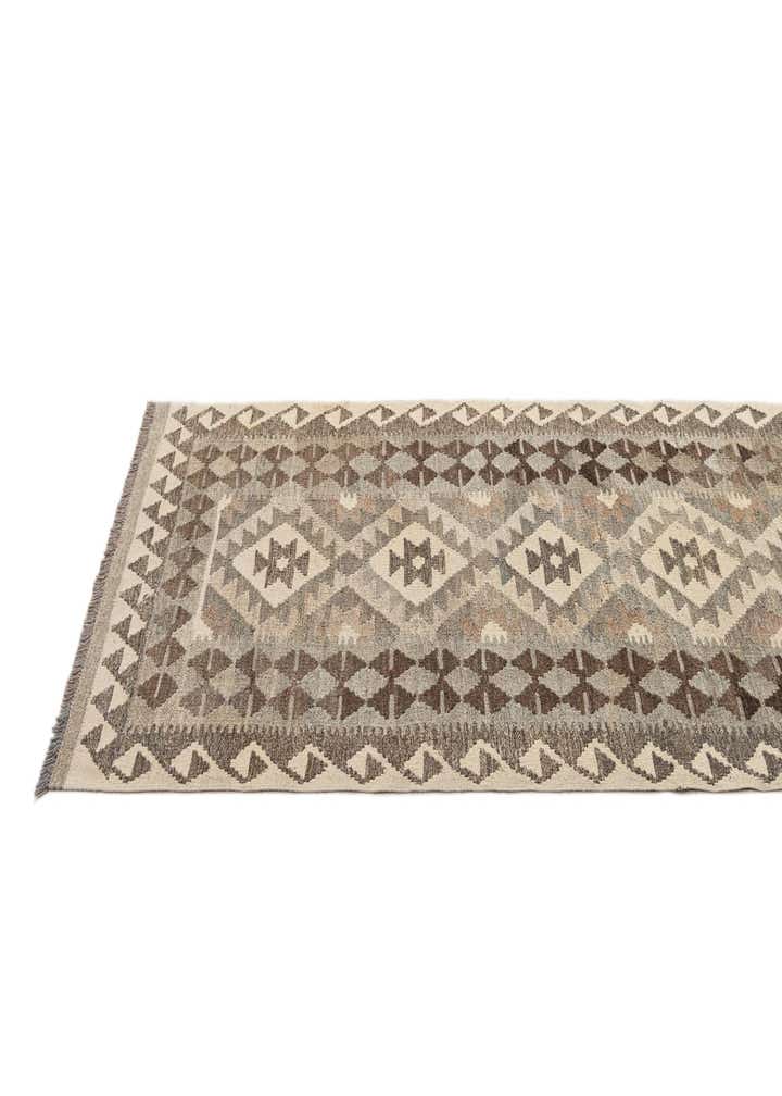 2' 9 x 9' 8 Hand Woven Kilim Maymana Wool Runner Rug