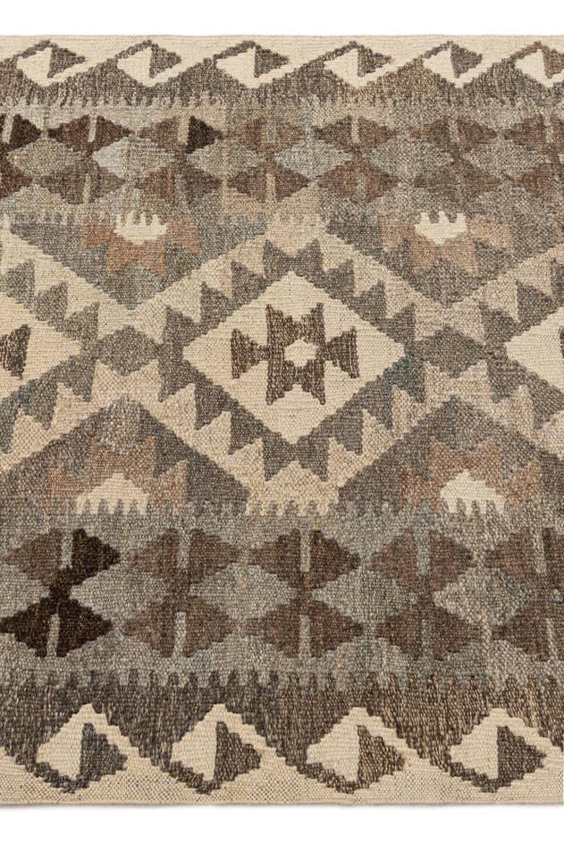 Detail image of 2' 9 x 9' 8 Hand Woven Kilim Maymana Wool Runner Rug