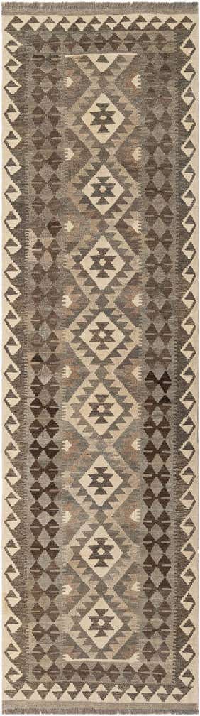 2' 9 x 9' 8 Hand Woven Kilim Maymana Wool Runner Rug