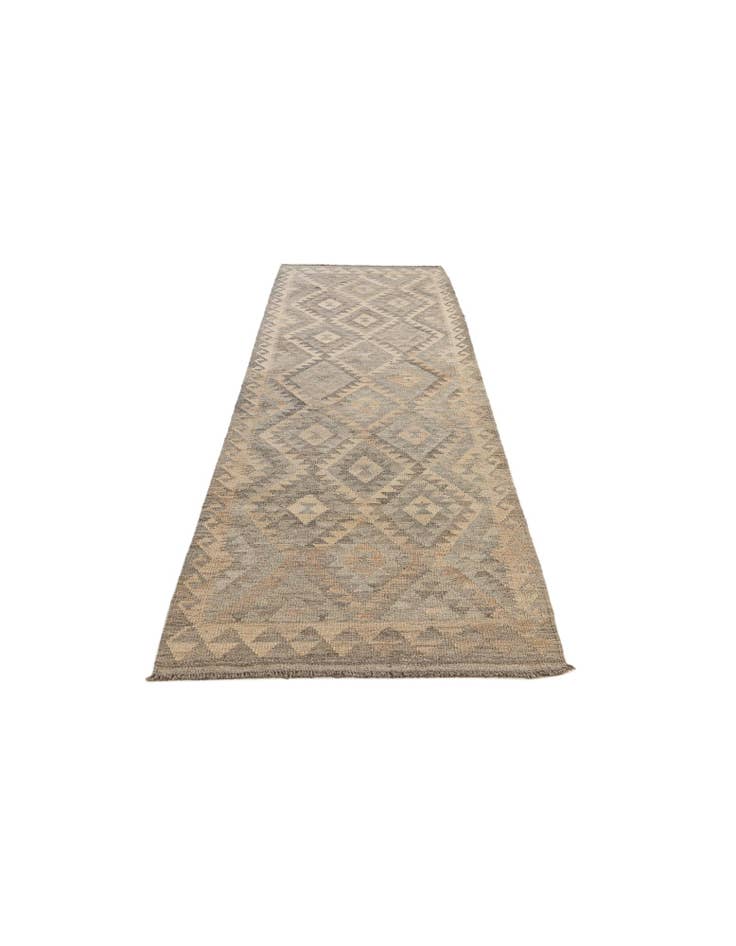 Detail image of 2' 9 x 9' 9 Hand Woven Kilim Maymana Wool Runner Rug