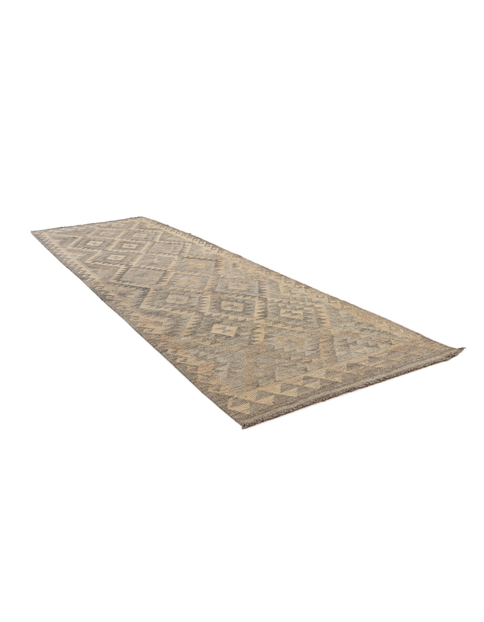 2' 9 x 9' 9 Hand Woven Kilim Maymana Wool Runner Rug