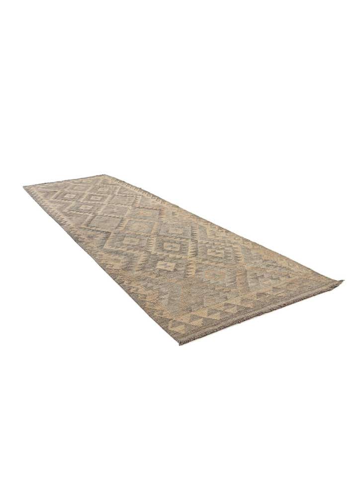 2' 9 x 9' 9 Hand Woven Kilim Maymana Wool Runner Rug