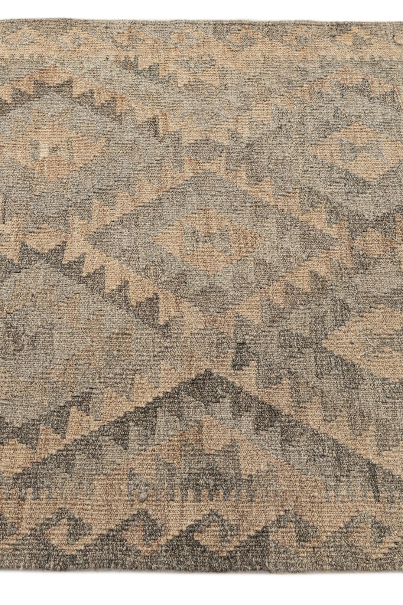 2' 9 x 9' 9 Hand Woven Kilim Maymana Wool Runner Rug