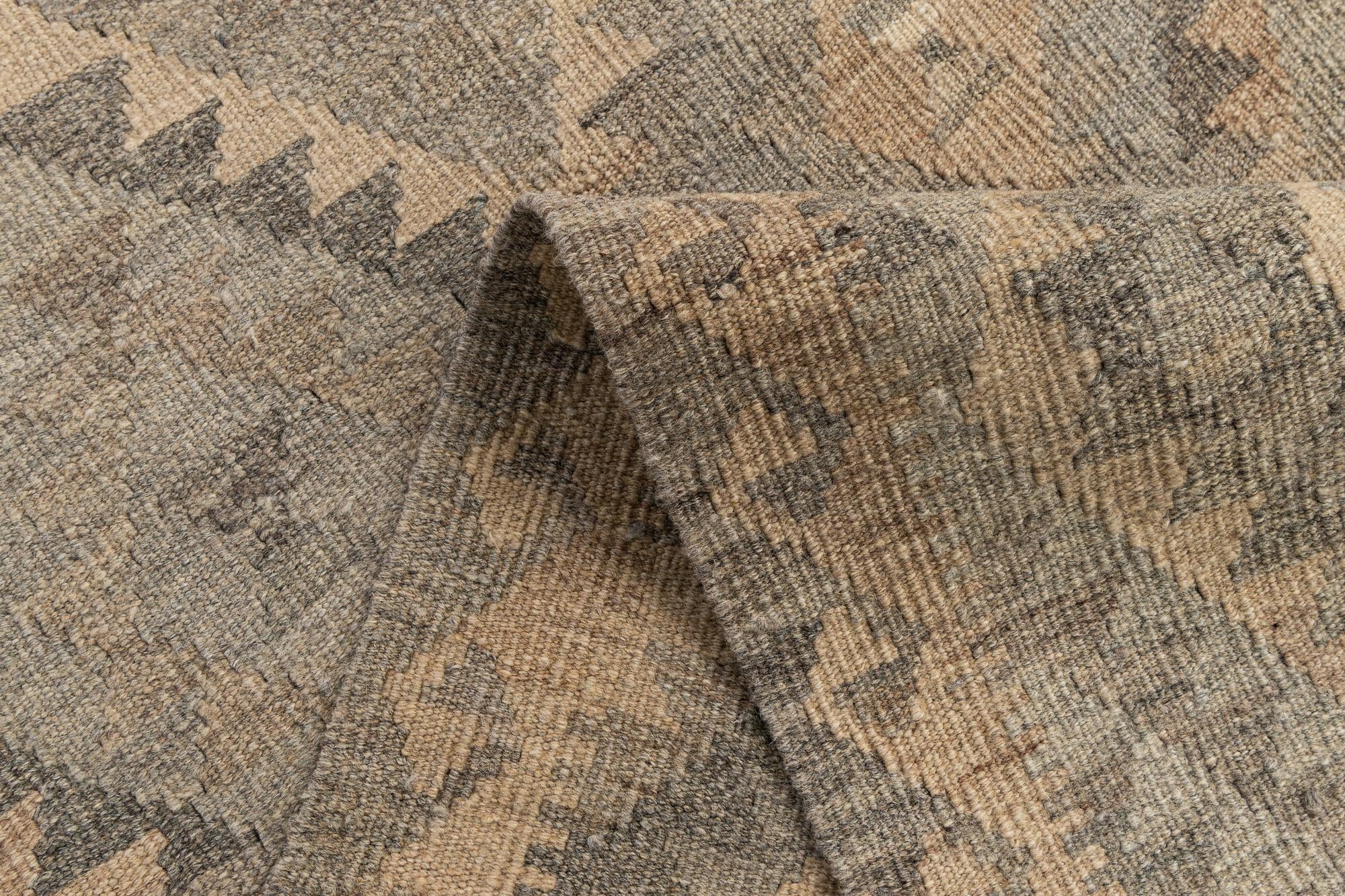 2' 9 x 9' 9 Hand Woven Kilim Maymana Wool Runner Rug