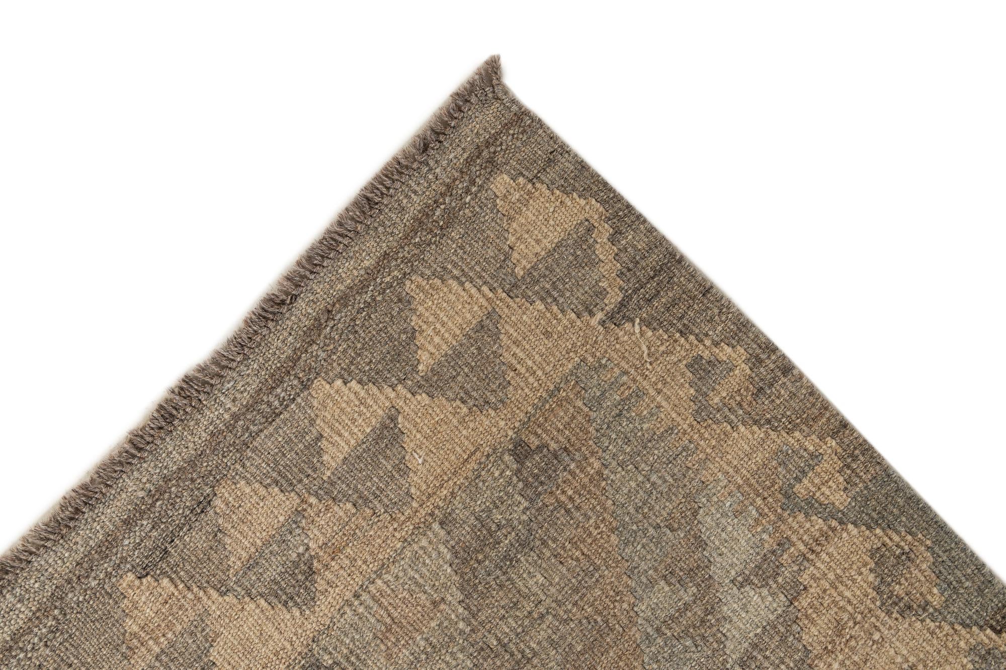 2' 9 x 9' 9 Hand Woven Kilim Maymana Wool Runner Rug