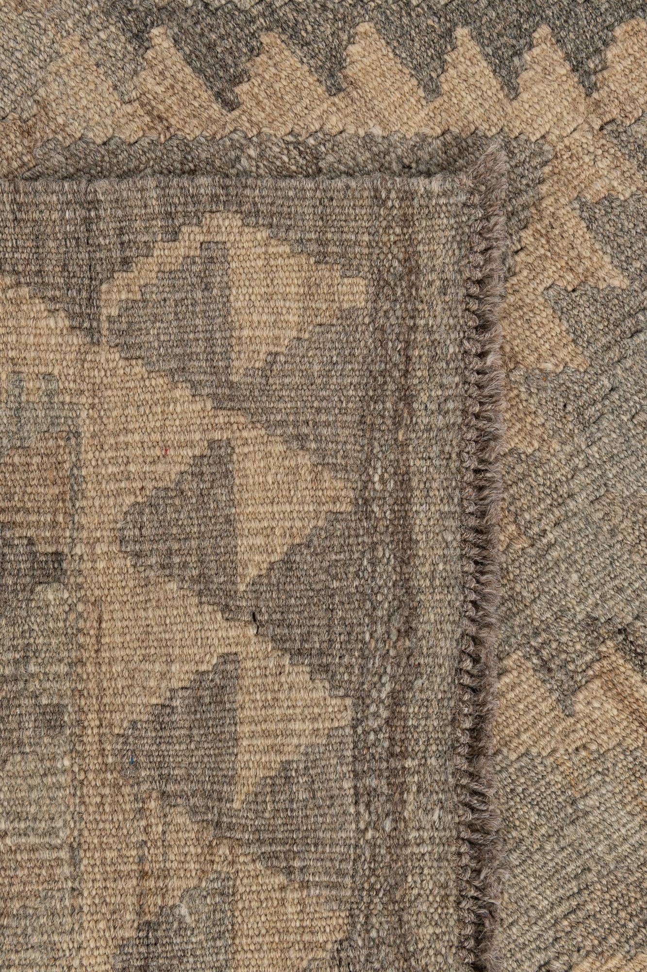 2' 9 x 9' 9 Hand Woven Kilim Maymana Wool Runner Rug