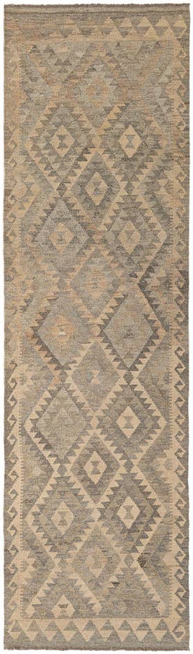 Detail image of 2' 9 x 9' 9 Hand Woven Kilim Maymana Wool Runner Rug
