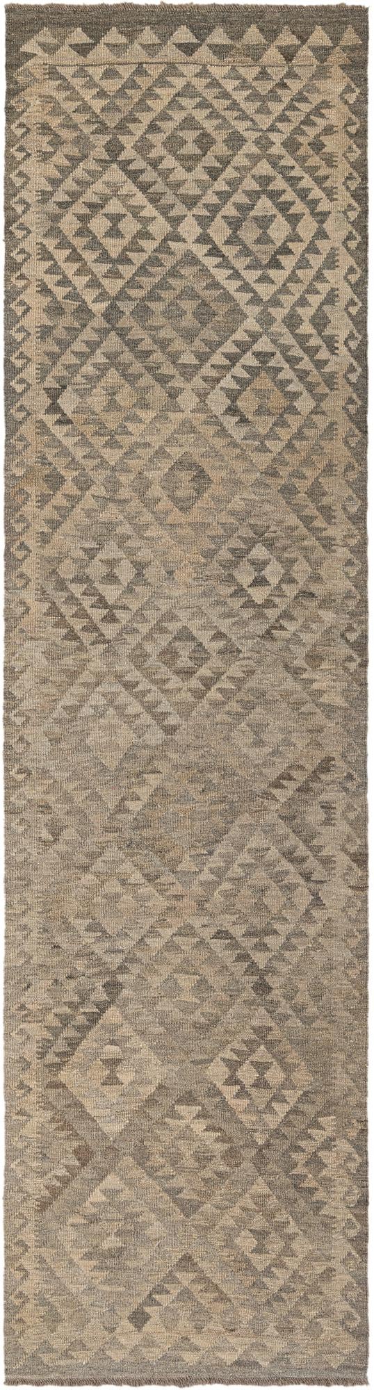 2' 9 x 10' 2 Hand Woven Kilim Maymana Wool Runner Rug