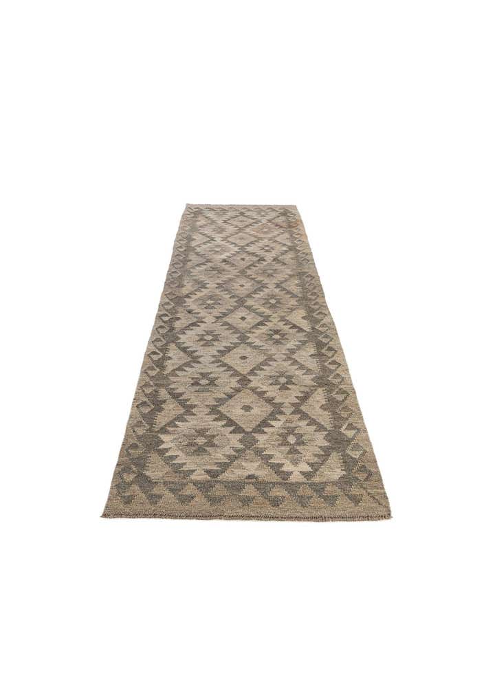 2' 9 x 9' 9 Hand Woven Kilim Maymana Wool Runner Rug