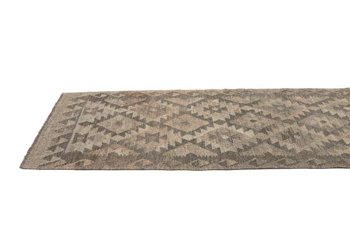 2' 9 x 9' 9 Hand Woven Kilim Maymana Wool Runner Rug