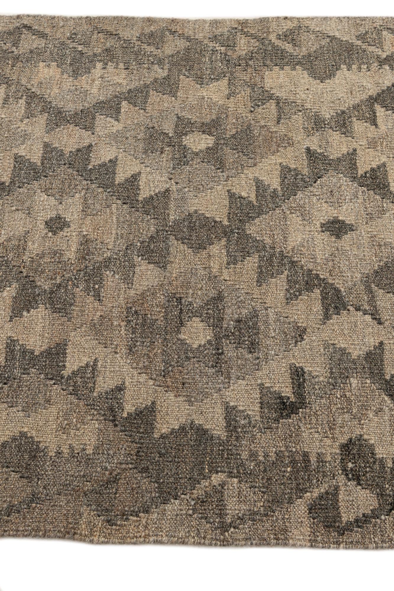 2' 9 x 9' 9 Hand Woven Kilim Maymana Wool Runner Rug