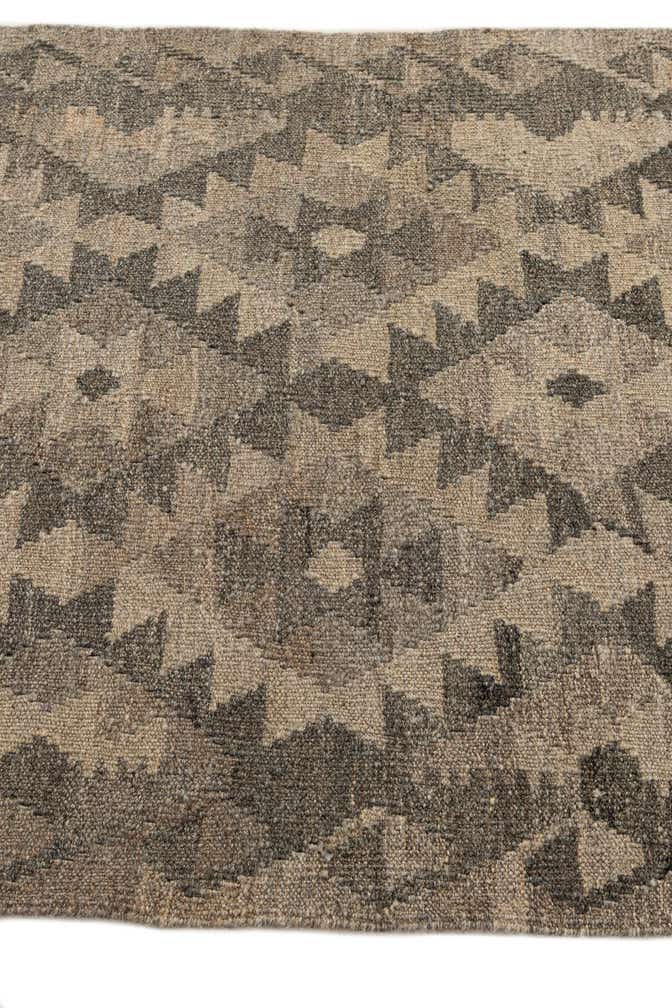 2' 9 x 9' 9 Hand Woven Kilim Maymana Wool Runner Rug
