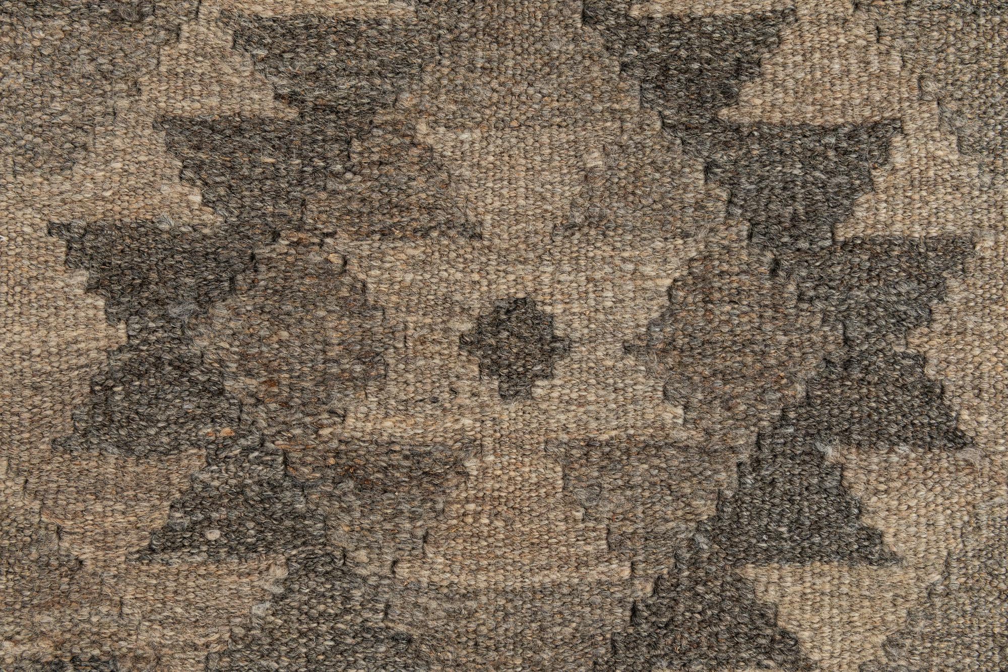 2' 9 x 9' 9 Hand Woven Kilim Maymana Wool Runner Rug