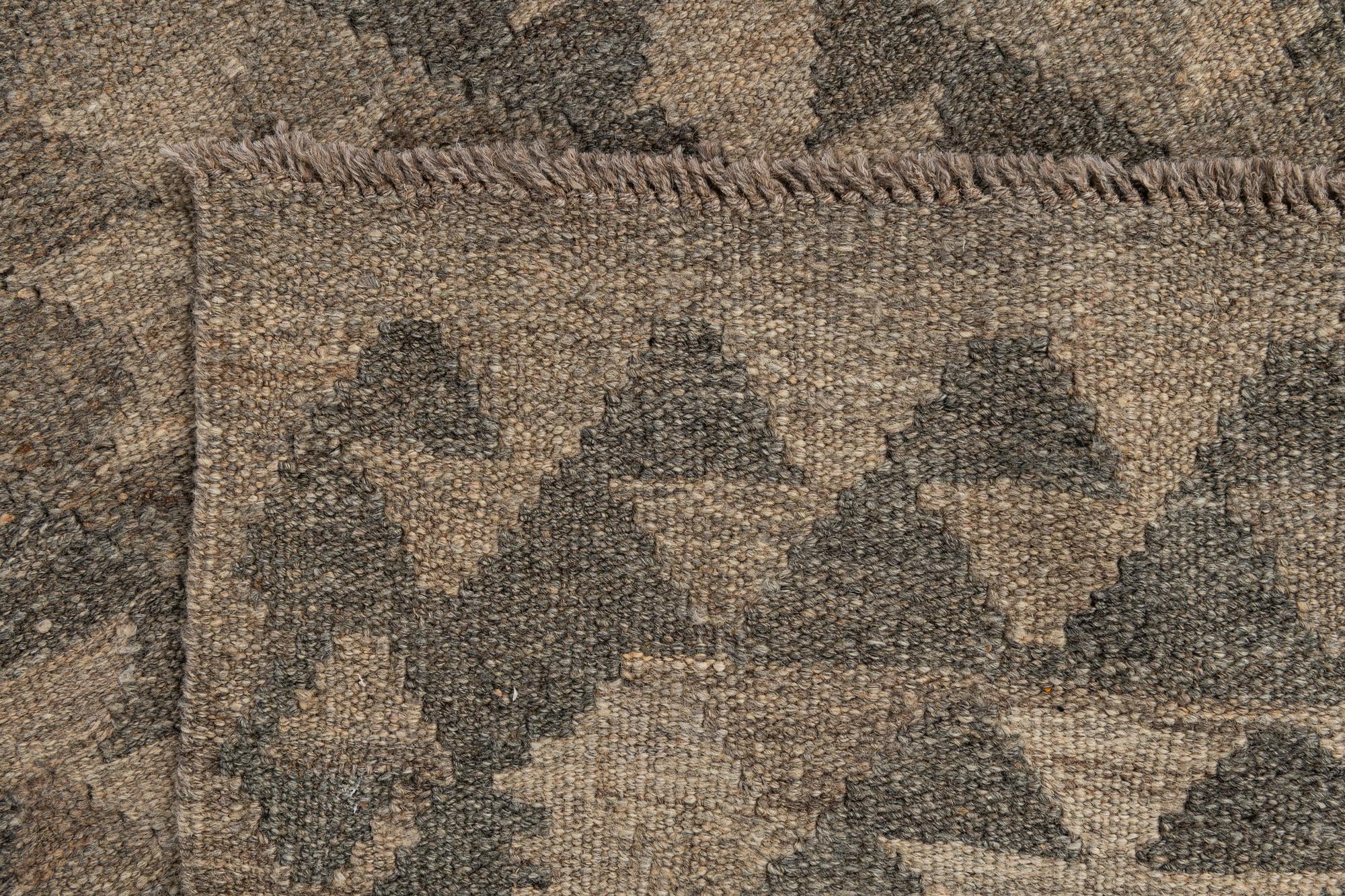 2' 9 x 9' 9 Hand Woven Kilim Maymana Wool Runner Rug