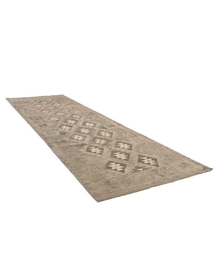 Detail image of 2' 11 x 9' 8 Hand Woven Kilim Maymana Wool Runner Rug
