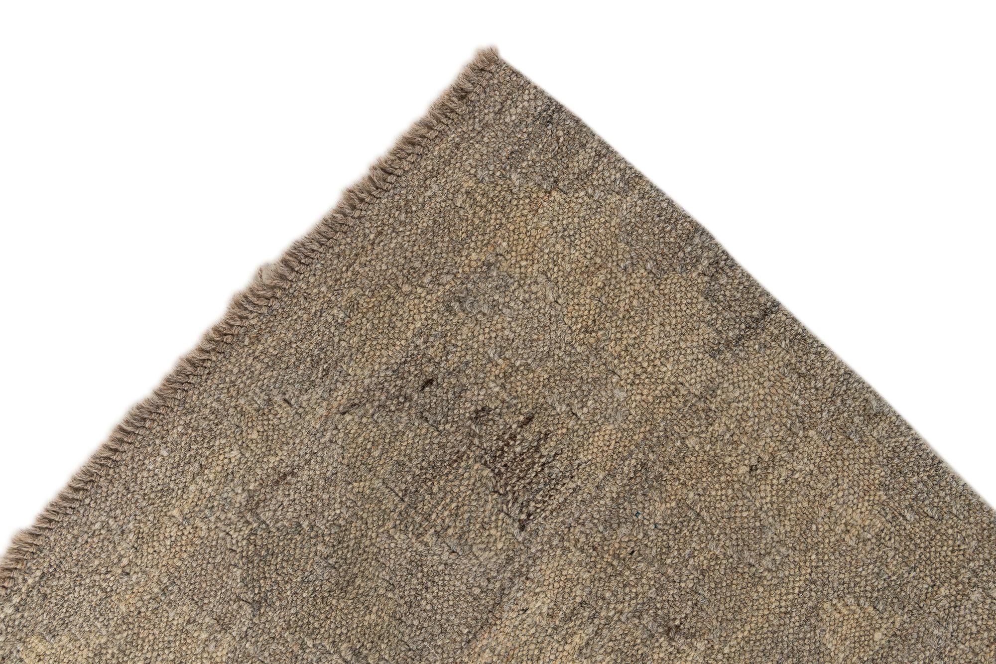 2' 11 x 9' 8 Hand Woven Kilim Maymana Wool Runner Rug
