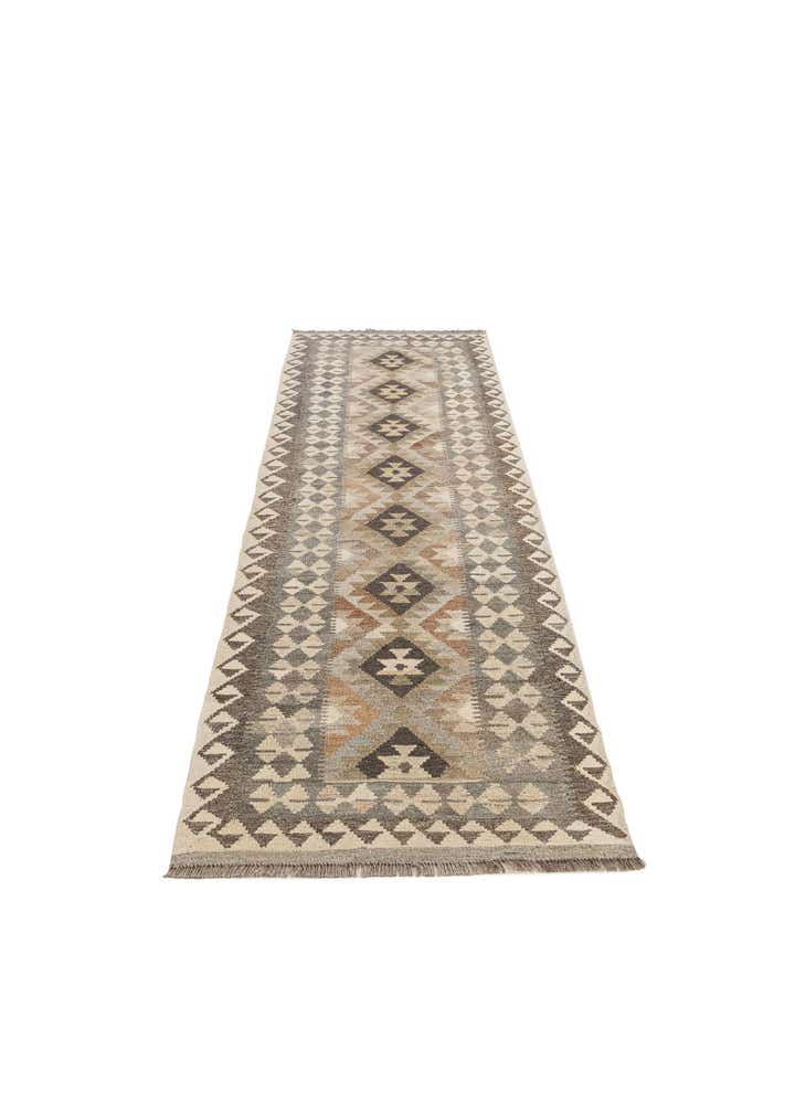 2' 8 x 9' 6 Hand Woven Kilim Maymana Wool Runner Rug