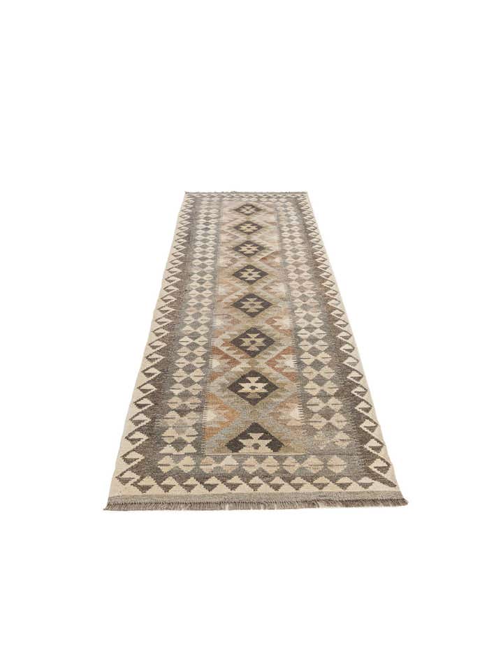 2' 8 x 9' 6 Hand Woven Kilim Maymana Wool Runner Rug