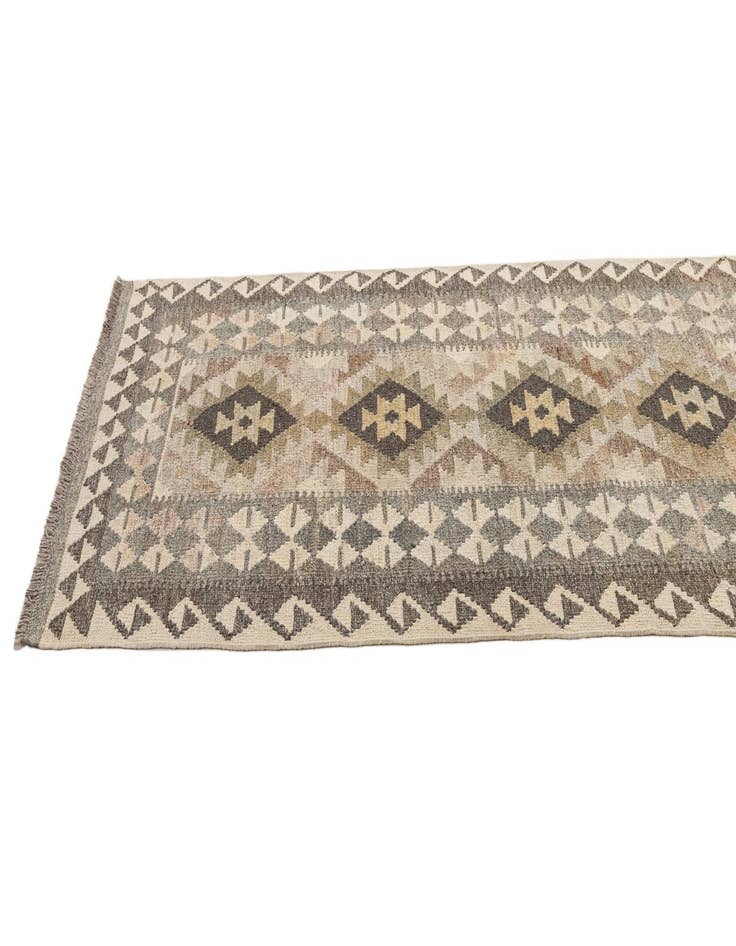 Detail image of 2' 8 x 9' 6  Hand Woven Kilim Maymana Wool Runner Rug