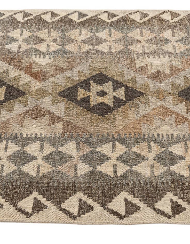 Detail image of 2' 8 x 9' 6 Hand Woven Kilim Maymana Wool Runner Rug