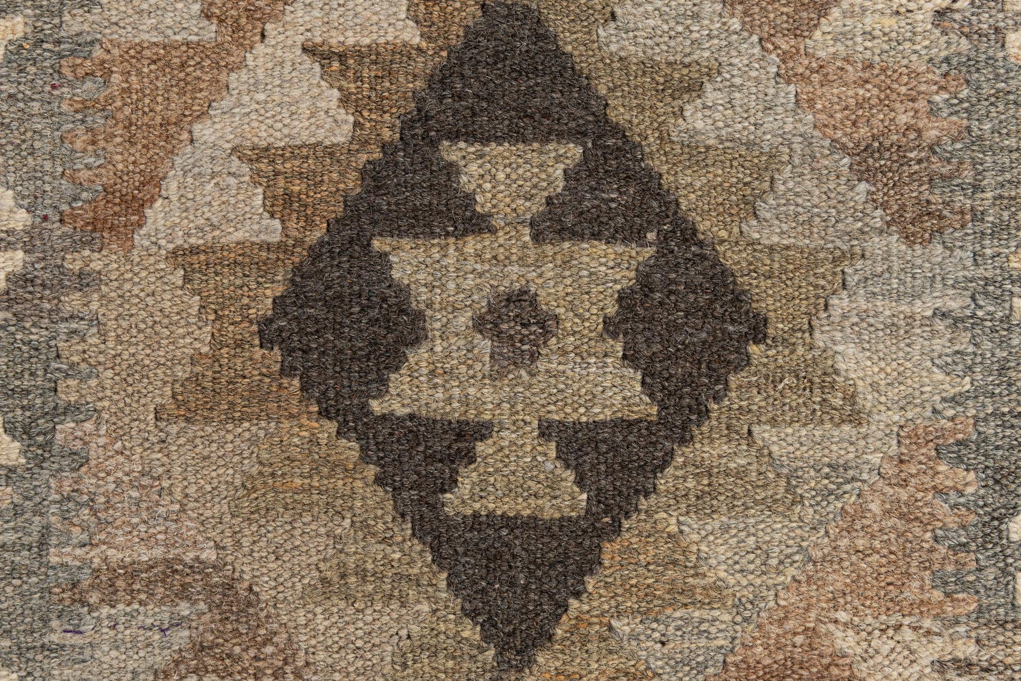 2' 8 x 9' 6 Hand Woven Kilim Maymana Wool Runner Rug