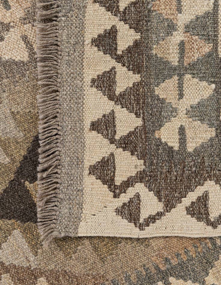 Detail image of 2' 8 x 9' 6  Hand Woven Kilim Maymana Wool Runner Rug