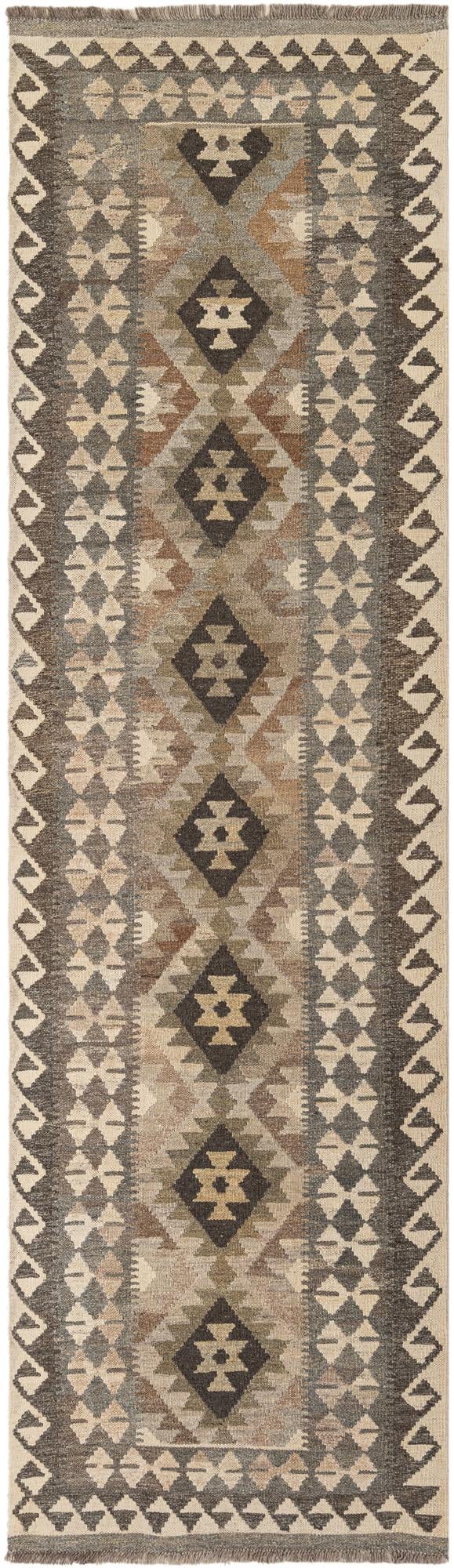 2' 8 x 9' 6 Hand Woven Kilim Maymana Wool Runner Rug