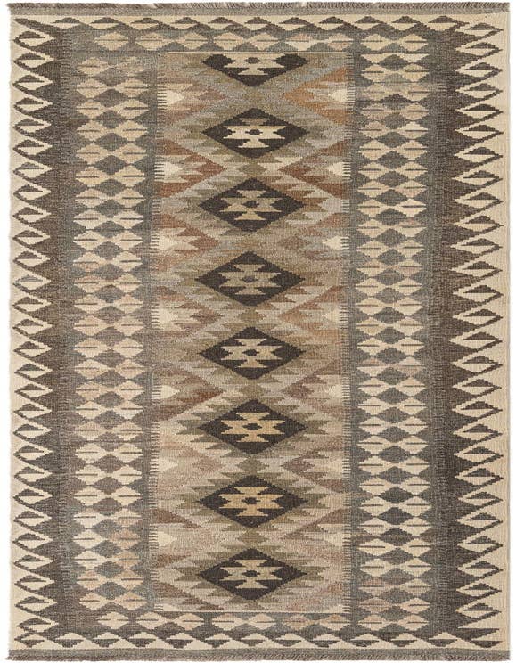 Detail image of 2' 8 x 9' 6 Hand Woven Kilim Maymana Wool Runner Rug